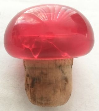 Rare - Vintage Italy Glass Bottle Narrow Neck Round Body w/ Red Cap 3