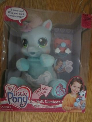 2006 My Little Pony Interactive Rainbow Dash So Soft Newborn Baby Plush Talks