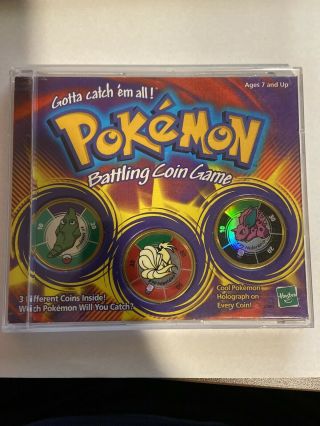 Pokemon Gold Battling Coin Game Hasbro 1999 Includes 3 Gold Coins