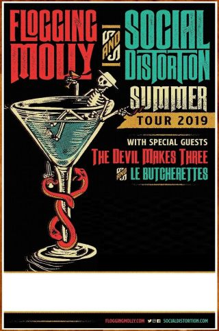 Flogging Molly Social Distortion 2019 Tour Ltd Ed Rare Poster,  Punk Poster