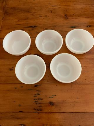 5 Vintage Fire King White Milk Glass Soup Cereal Bowls 5 " X 2 "