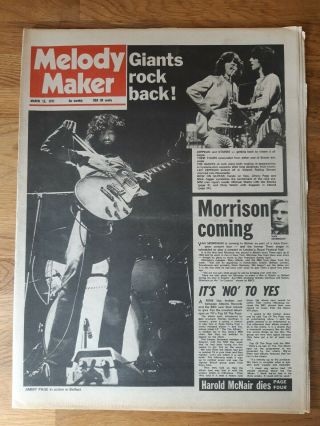 Melody Maker Newspaper March 13th 1971 Jimmy Page Led Zeppelin Cover Giant Rock
