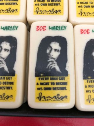 Vintage BOB MARLEY Double Six Dominoes Set of 28 in Case 2