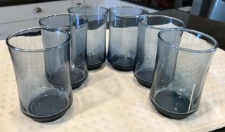 Set Of 6 Vintage Dusky Blue Libbey Bolero Juice Glasses 3.  75 Inch 6 Ounce