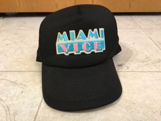 Miami Vice Trucker Hat Cap Black Mesh Snapback Adjustable Vintage 80s Tv