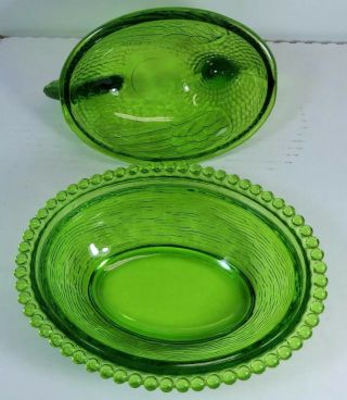 Rare Lime Green Indiana Glass Hen On Nest Candy Dish 3