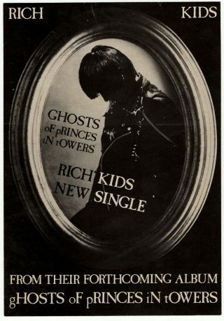 Rich Kids Glen Matlock Flyer Vintage Ghosts Of Princes In Towers 1977