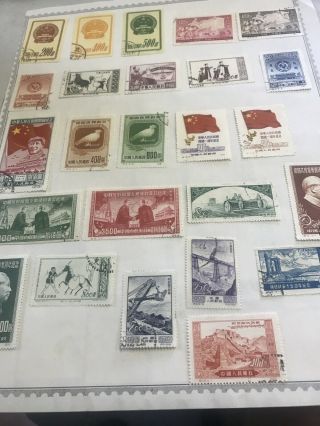 China P.  R.  Of Ch.  Over 50 Stamps On Album Page Fill On 2 Sides