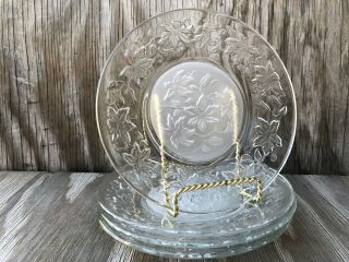 Princess House Dishes Fantasia Medium Luncheon Clear & Frosted Plates Set Of 4