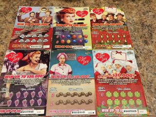 Set Of 6 I Love Lucy Florida Lottery Scratch Off Tickets Lucille Ball