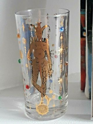 1 Culver Mardi Gras Hiball Glass Jester Harlequin Jewels 1st Pattern Replacement