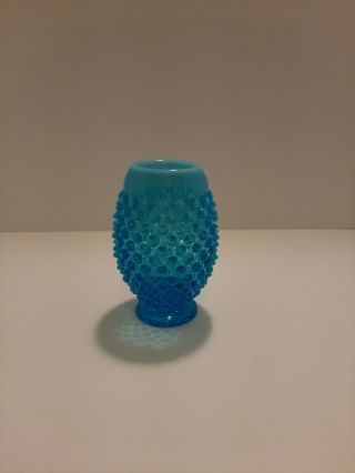 Fenton Blue Opalescent Hobnail Bud Vase - 3 1/2 "