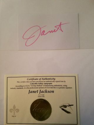 Janet Jackson Signed Index Card With