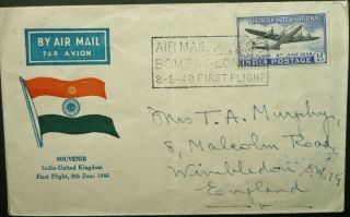 India 8 Jun 1948 Airmail First Flight Cover From Bombay To London,  England