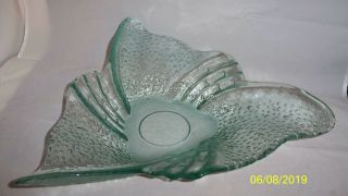 Murano - Style Blown Glass Bowl - Light Green Triangle With Bubbles - Make Offer