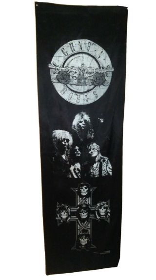 Vintage 1988 Guns N Roses B&w Door Banner Tapestry Appetite For Destruction Rare