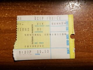 Deep Purple 1973 Long Beach Arena Ticket Stubb