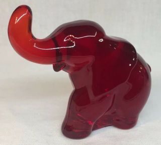 Mosser Art Glass Ruby Red Elephant Discontinued Item