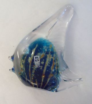 Mdina Art Glass Malta Signed - Angel Fish Paperweight
