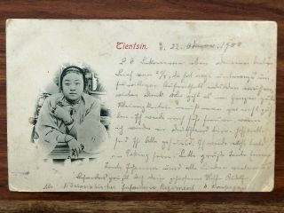 China Old Postcard Chinese Woman Tientsin To Germany 1900