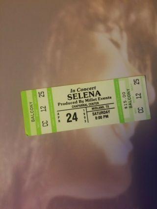 Selena Quintanilla Authentic Rare 1993 Concert Ticket Midland,  Tx