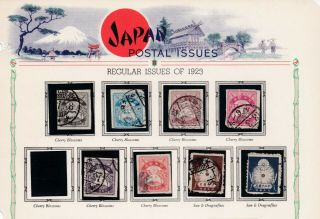 J641 Japan 1923 Earthquake Relief Sc 179/187 Near Complete Set Stamps Only