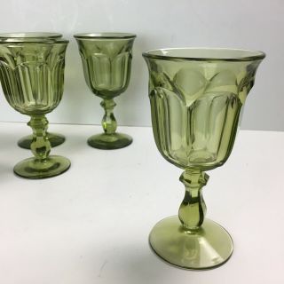 4 Imperial Old Williamsburg Olive Verde Green Water Goblets 6 1/2”