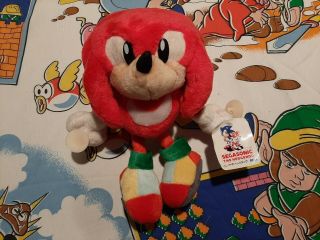 Rare 1995 Sega Sonic The Hedgehog Suction Cup Knuckles Plush Toy Doll Vtg