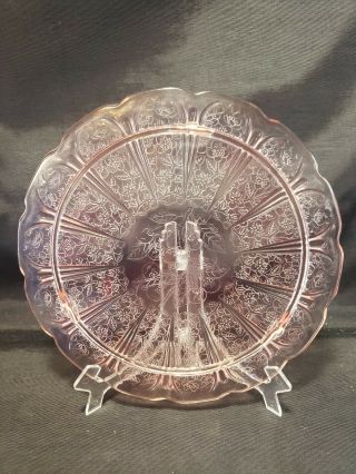 Vintage Jeannette Pink Depression Glass Cake Cookie Plate Cherry Blossom 3 Feet
