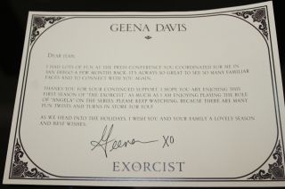 Geena Davis The Exorcist Hand Signed Letter Card Thank You Autograph Fyc 81