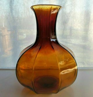 Tiara Indiana Glass Burnt Honey Amber Colonial 8 " Water Bottle Vase