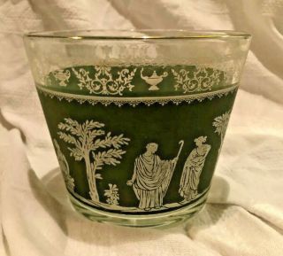 Vintage Wedgwood Jasperware Glass Ice Bucket Jeannette Glassware Green