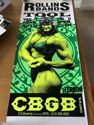 Rollins Band And Tool Cbgb Poster Screen Print 27” X 11” 1994 Rare