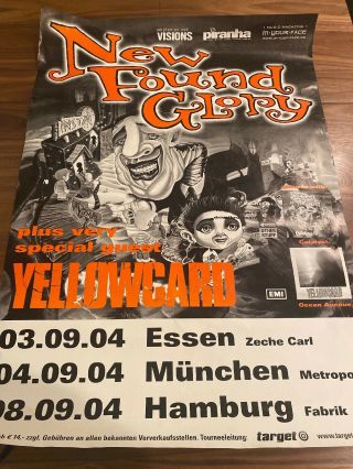 Found Glory & Yellowcard German Concert Promo Poster Rare 2004.