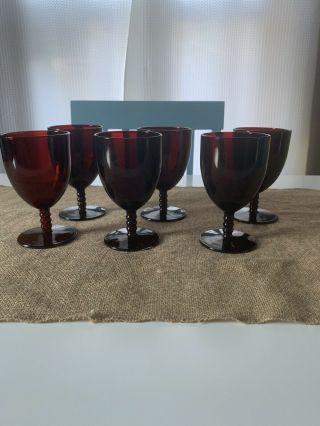 Set Of 6 Vintage Anchor Hocking Ruby Red Glasses