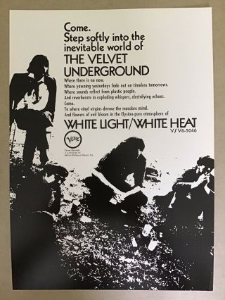 Velvet Underground Lou Reed White Light Lim Ed Billboard Ad Promo Poster