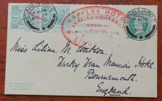 Straits Settlements,  Singapore,  Letter Card From Raffles Hotel With Pre Printed