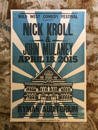 Nick Kroll John Mulaney Ryman Hatch Show Print Nashville 2015 Poster
