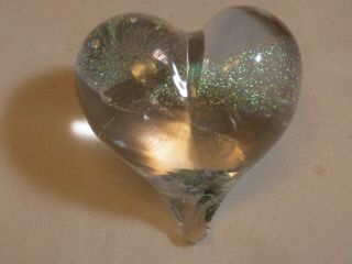 Rare Mesmerizing Signed Robert Held Art Glass Puffy Heart W Opal Glass 2 "