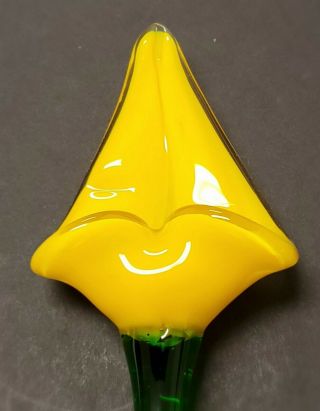 Vintage Murano Long Stemmed Yellow Glass Flower (approx.  19 ")