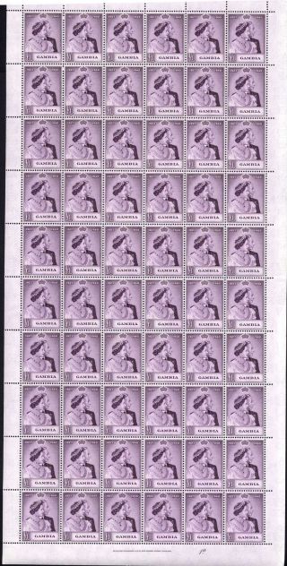 Gambia Sg165 Silver Wedding One Pound Mauve A U/m Complete Sheet Of 60
