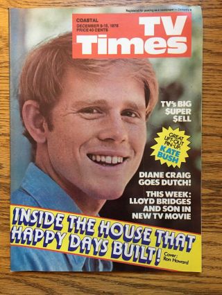 1978 Ron Howard Happy Days Kate Bush Poster Tv Times Guide Regional Australia