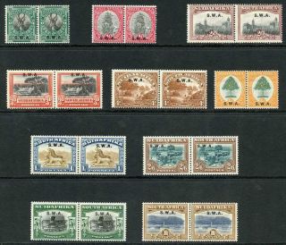 South West Africa Sg58/67 1927 - 30 Set Of 10 With Opt M/m