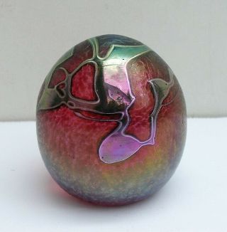 Robert Held Art Glass Multi - Color Iridescent Egg Paperweight