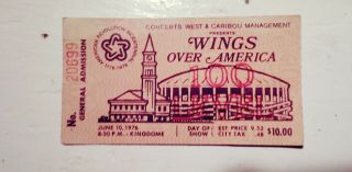 Wings Paul Mccartney Wings Over America Ticket Stub June 10,  1976 Kingdome.