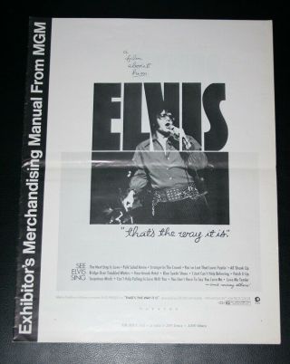 Elvis Presley Usa/mgm Merchandise Manuel " Ttwii " Fully Intact 1970