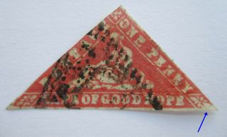 Cape Of Good Hope 1d Woodblock Rare Plate Flaw Cogh 1861 Triangle Triangular