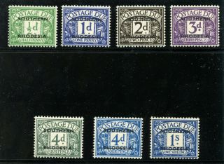 Southern Rhodesia 1951 Kgvi Postage Due Set Complete Mnh.  Sg D1 - D7.