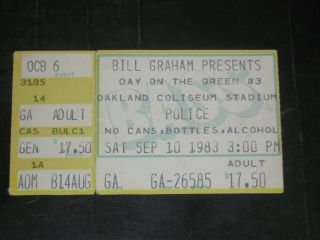 The Police & Madness 1983 Concert Ticket Stub Oakland Stadium Day On The Green