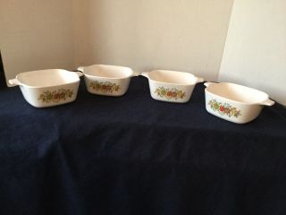 4 Vintage Corning Ware Spice Of Life Mini Casserole Dishes 2 3/4 Cup P - 43 - B